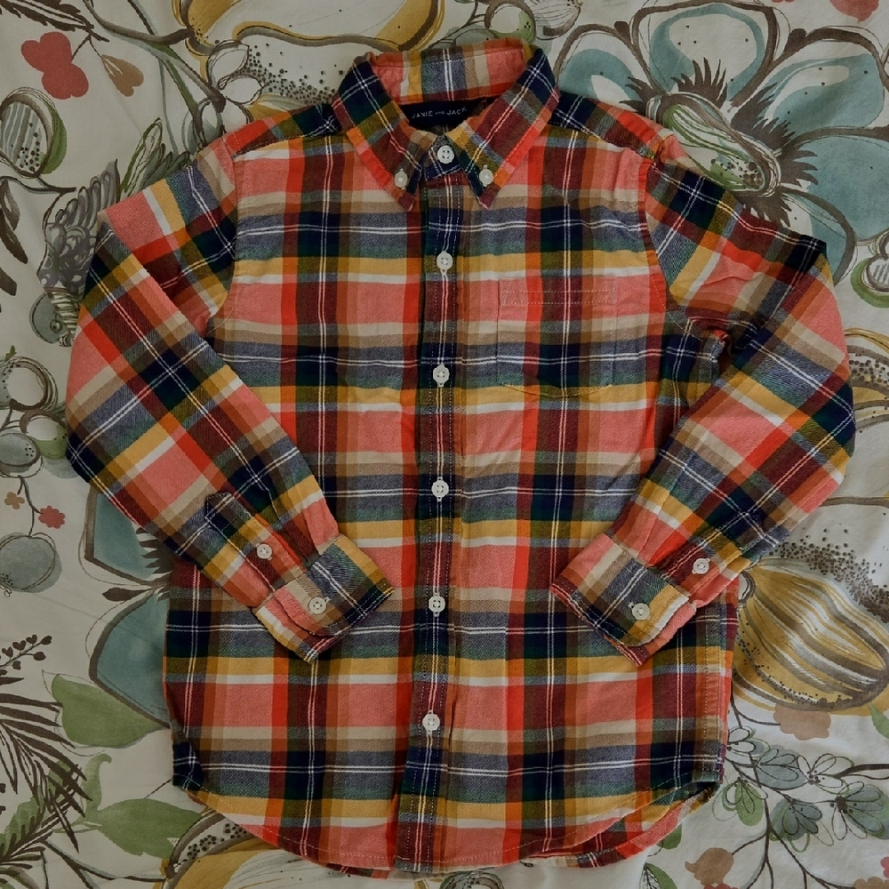 Janie and Jack Colorful Plaid Button-Down Shirt